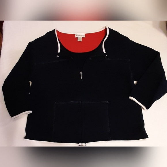 Womens Plus Size Cardigan w/ Zipper Front - Picture 1 of 2
